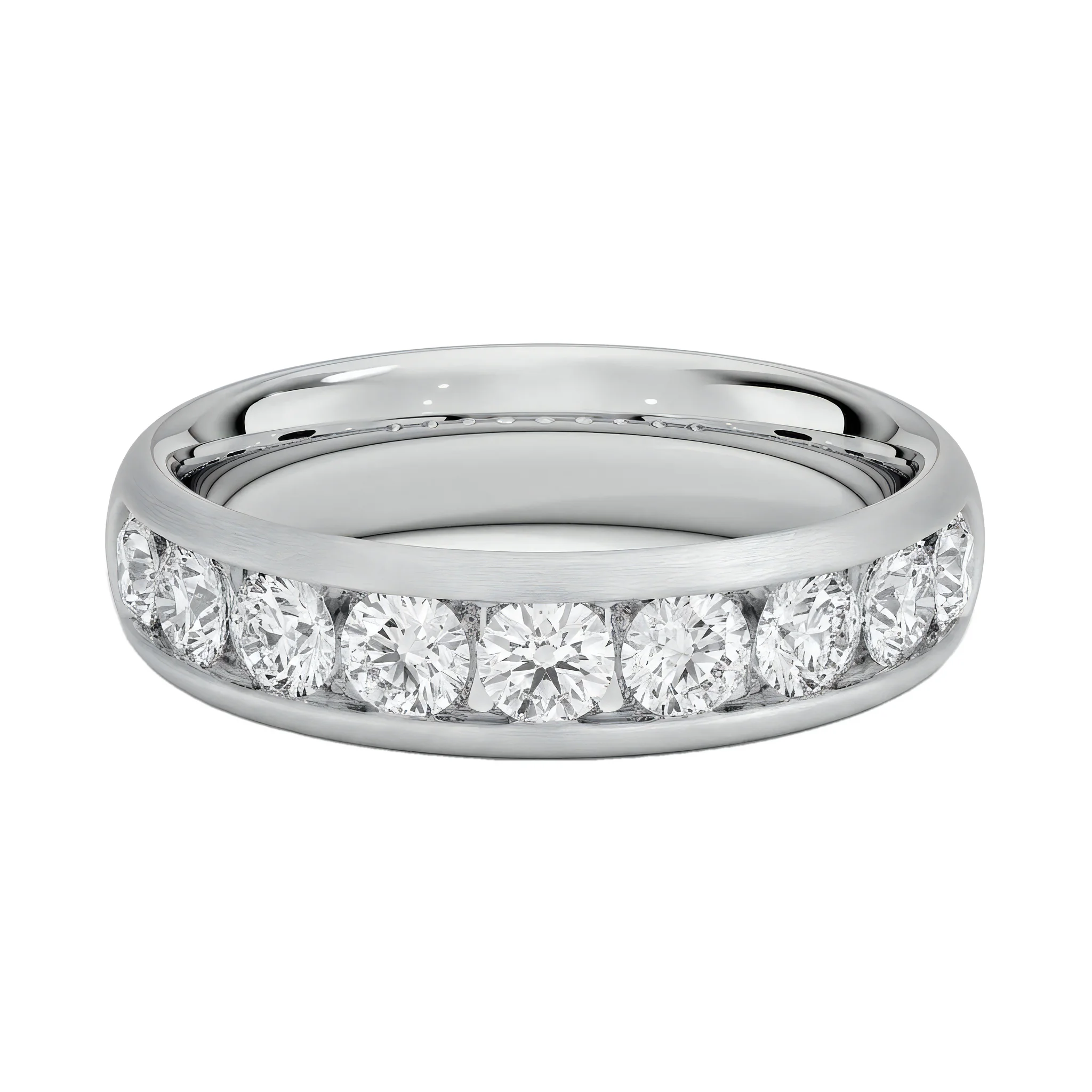 0.5 Carat Round Lab Grown Diamond Channel-Set Wedding Band in 14K White Gold