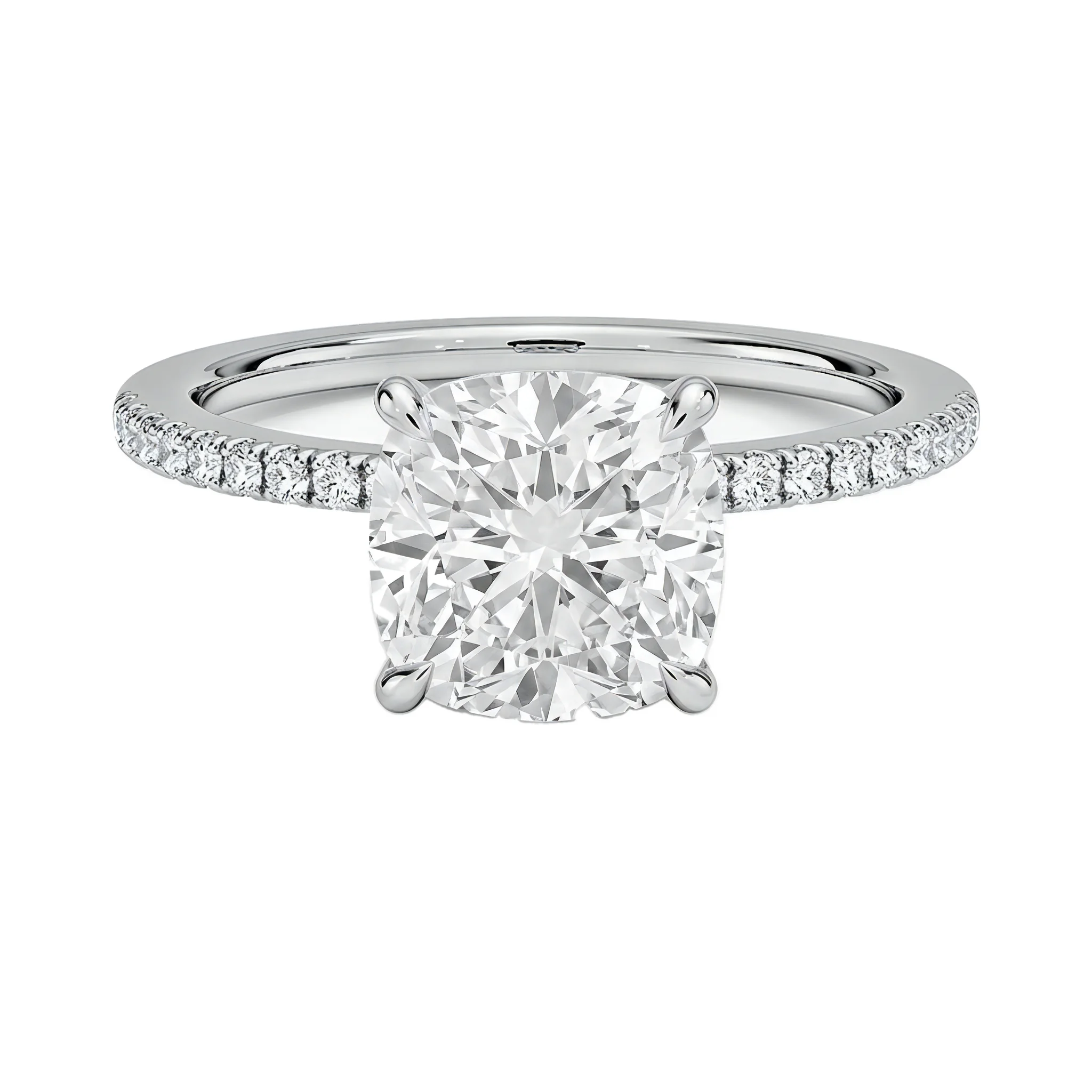 0.5 Carat Cushion Lab Grown Diamond Solitaire Engagement Ring in 14K White Gold