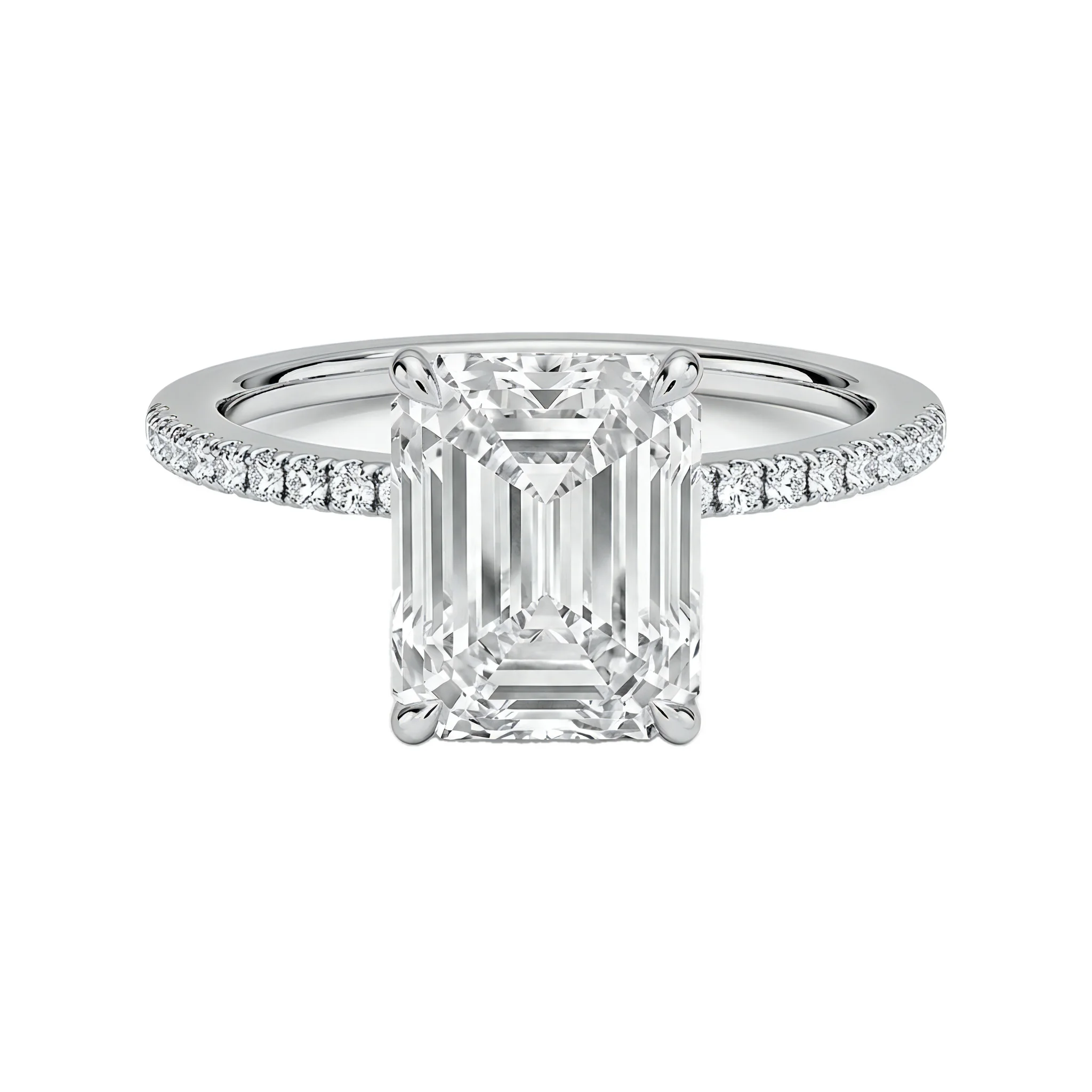 0.5 Carat Emerald Lab Grown Diamond Solitaire Engagement Ring in 14K White Gold