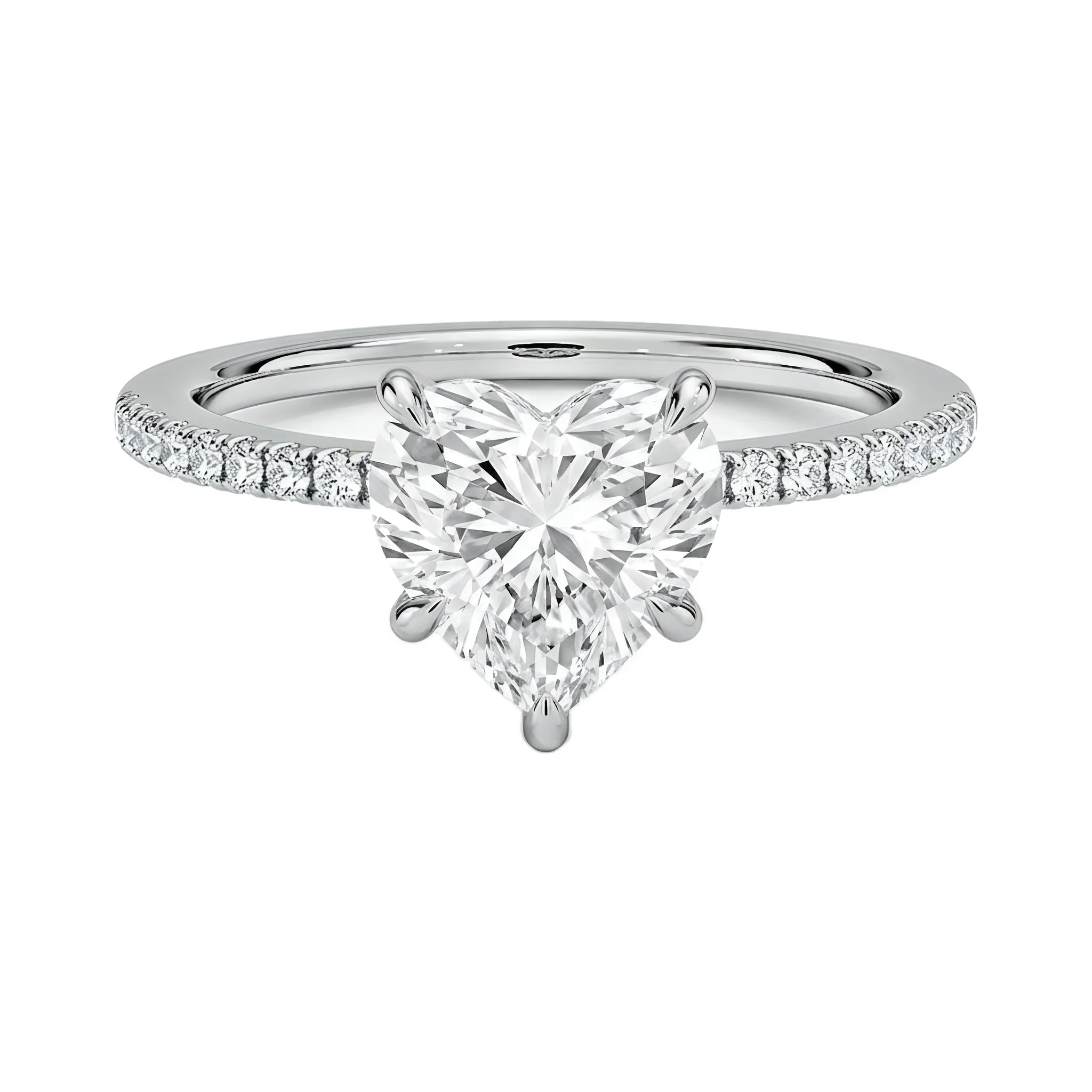 0.5 Carat Heart Lab Grown Diamond Solitaire Engagement Ring in 14K White Gold