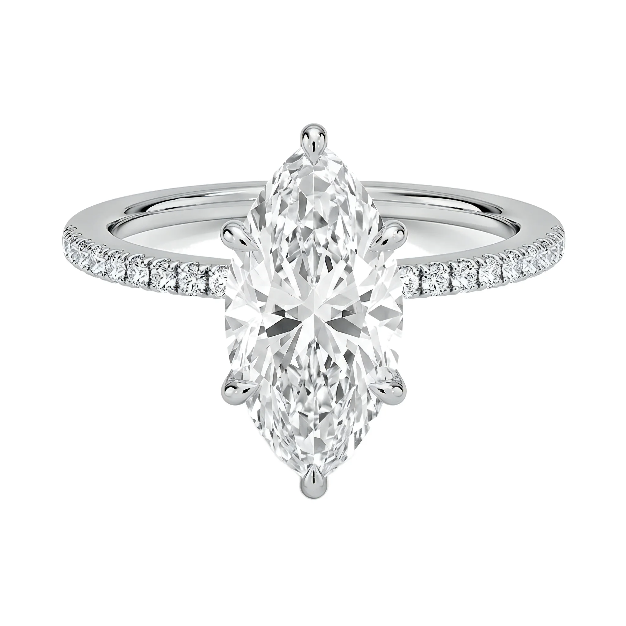 0.5 Carat Marquise Lab Grown Diamond Solitaire Engagement Ring in 14K White Gold