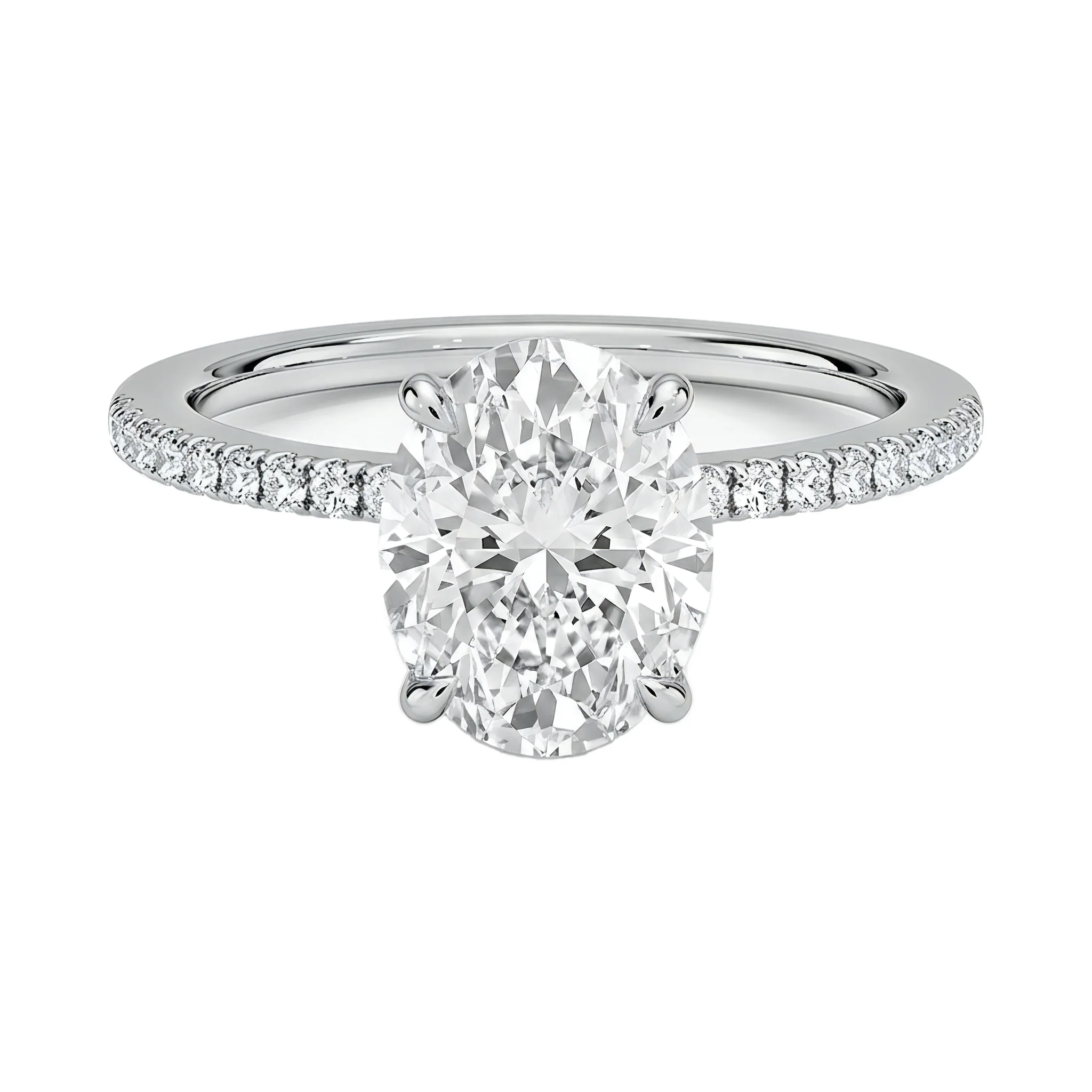 0.5 Carat Oval Lab Grown Diamond Solitaire Engagement Ring in 14K White Gold