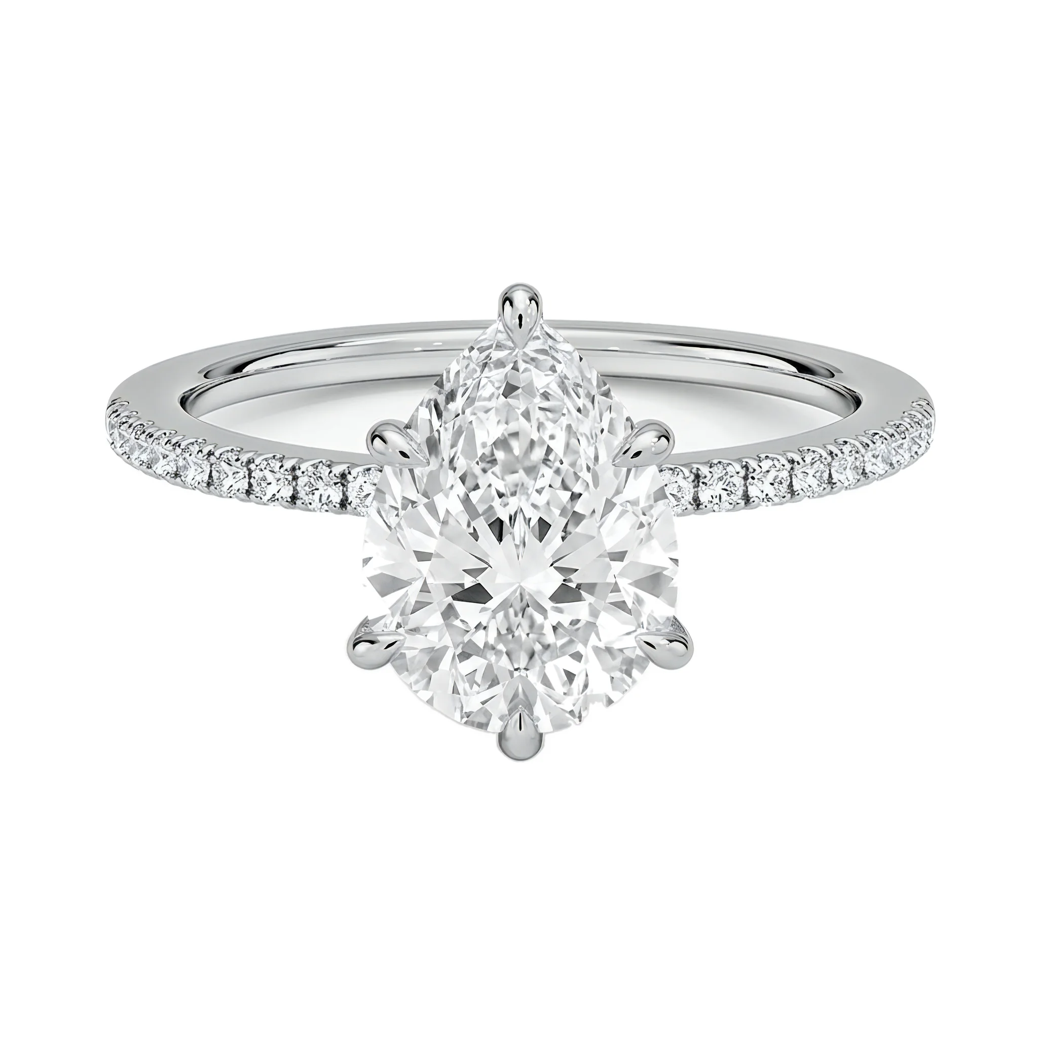 0.5 Carat Pear Lab Grown Diamond Solitaire Engagement Ring in 14K White Gold