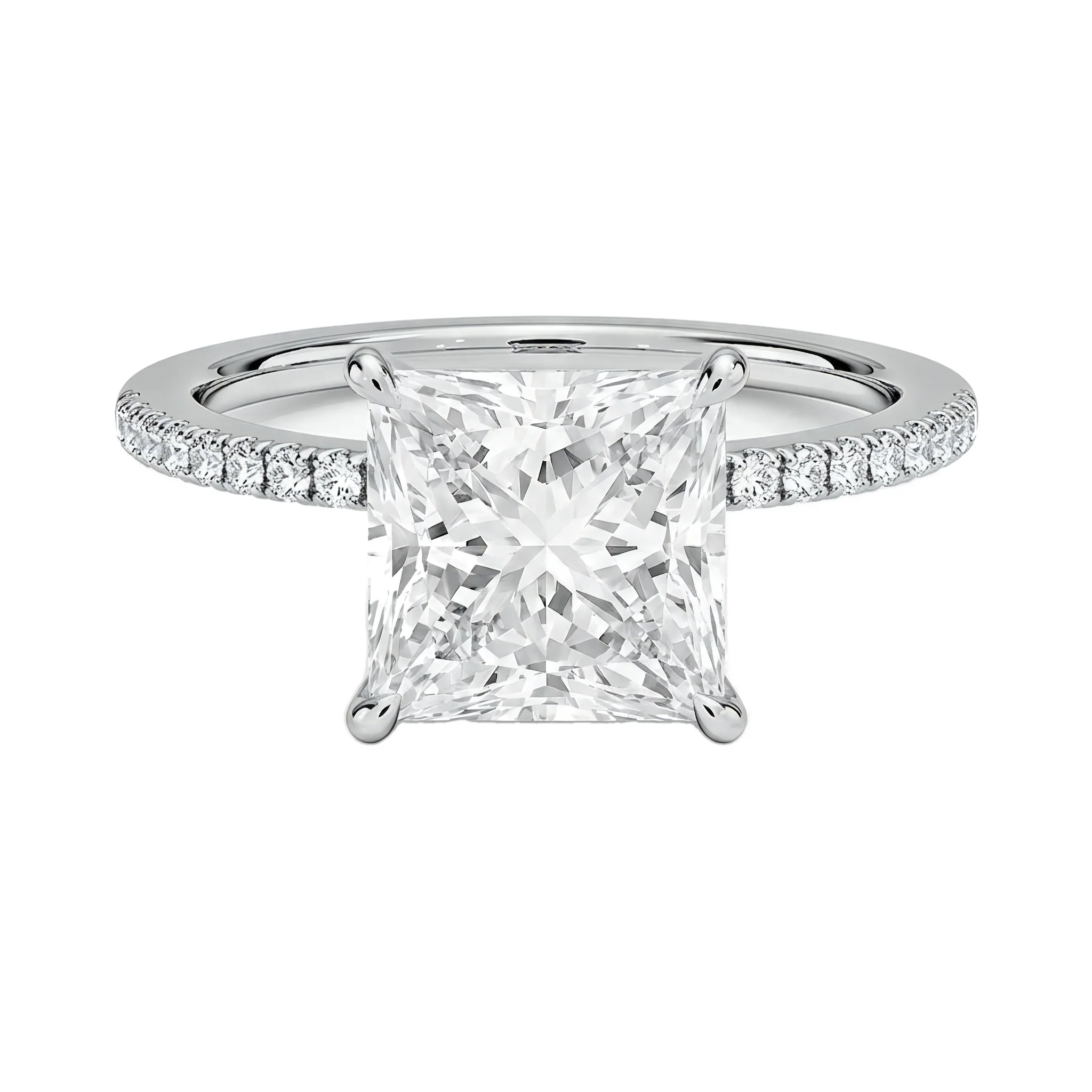 0.5 Carat Princess Lab Grown Diamond Solitaire Engagement Ring in 14K White Gold