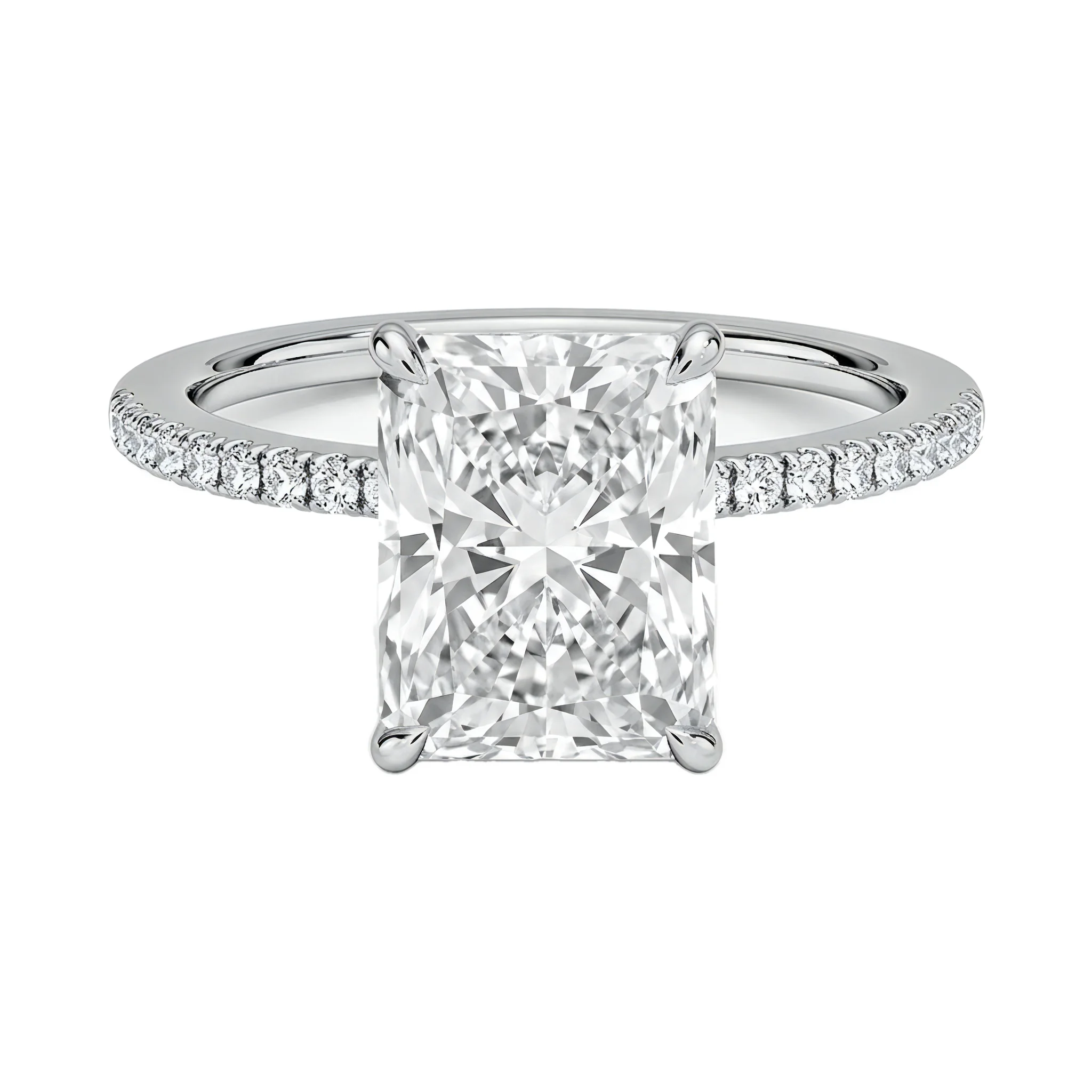 0.5 Carat Radiant Lab Grown Diamond Solitaire Engagement Ring in 14K White Gold