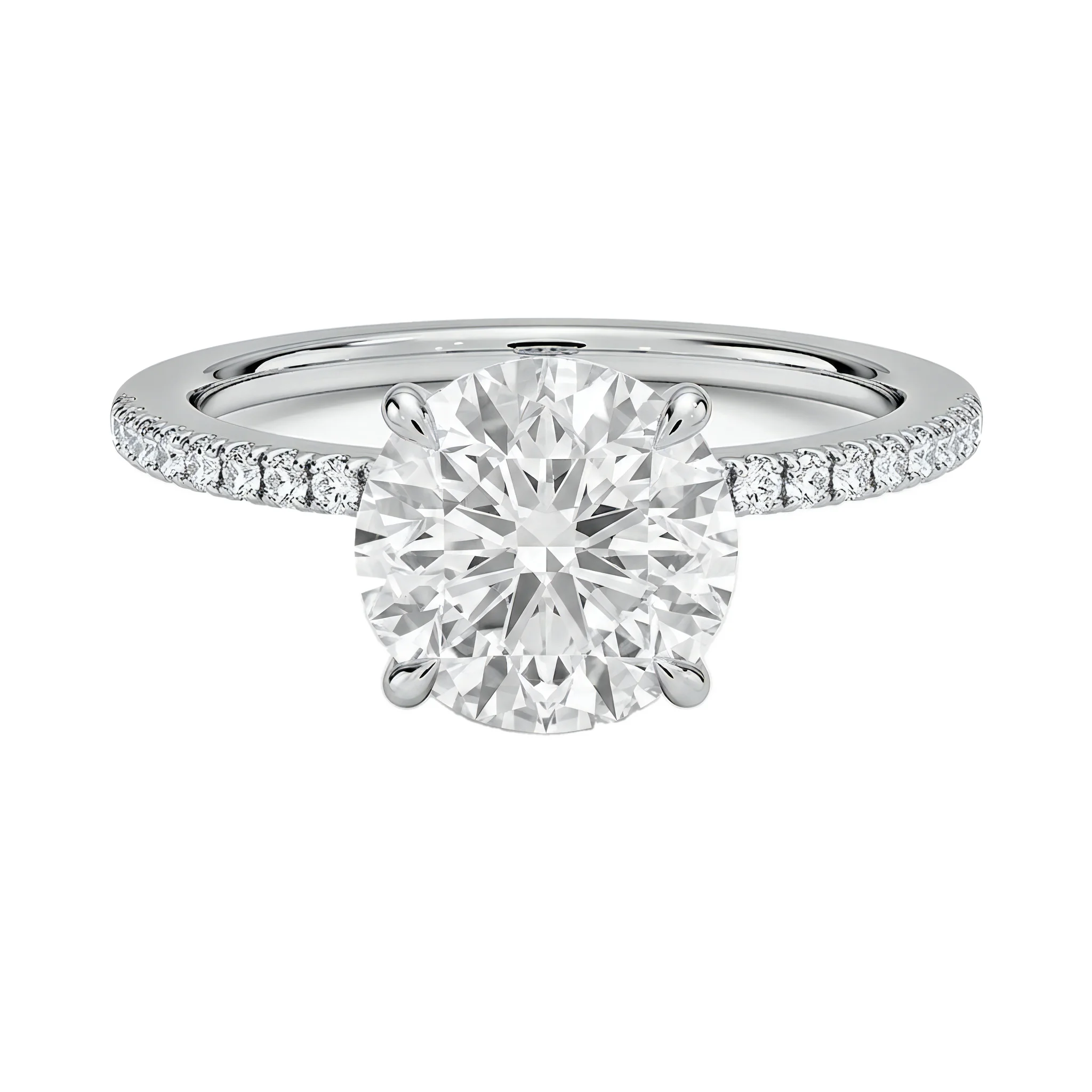 0.5 Carat Round Lab Grown Diamond Solitaire Engagement Ring in 14K White Gold