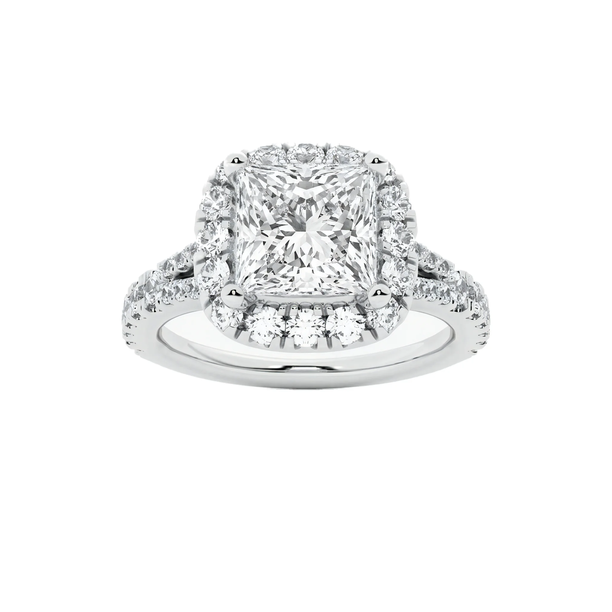 1.5 Carat Princess Lab Grown Diamond Halo Engagement Ring in 14K White Gold