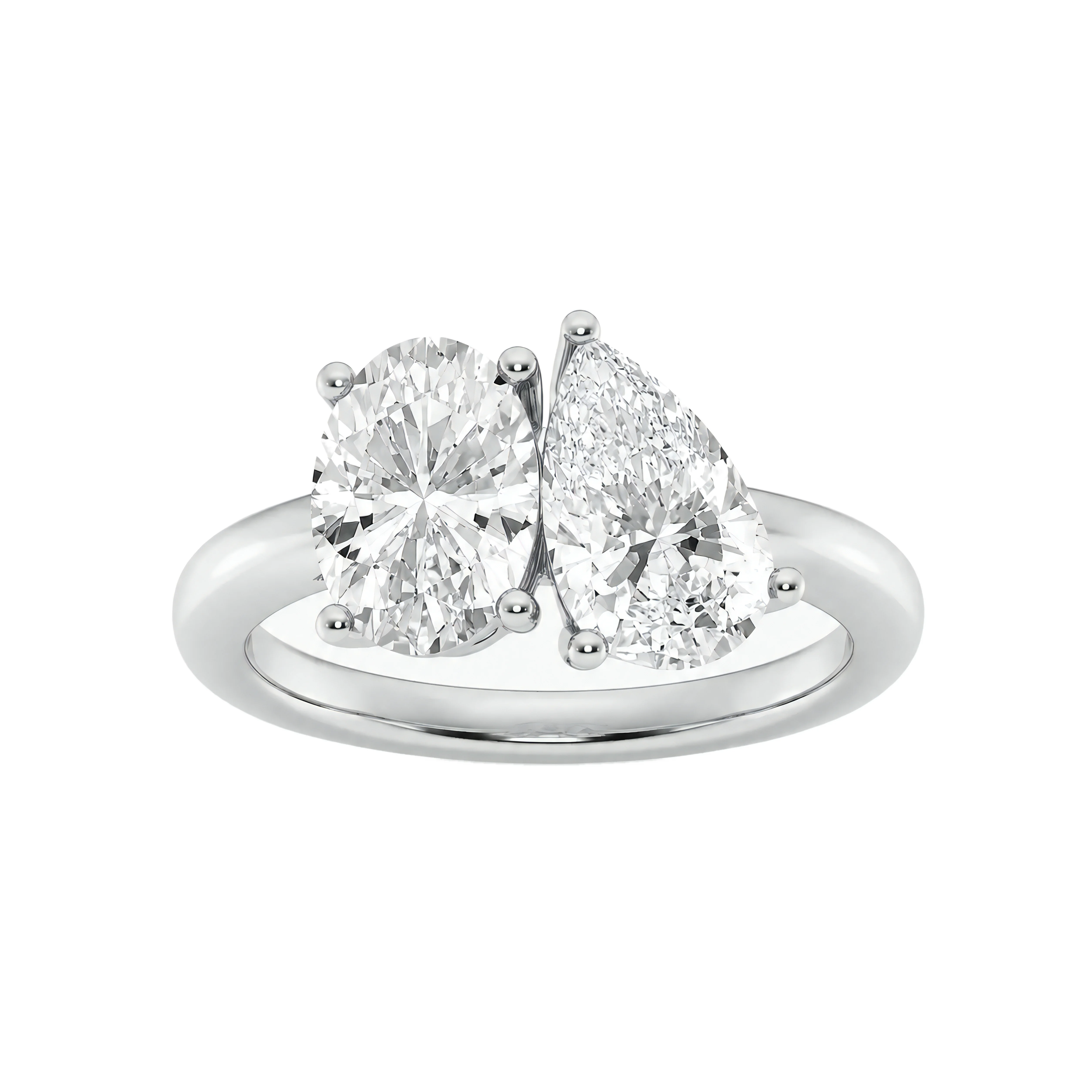1 Carat Oval and Pear Lab Grown Diamond Toi et Moi Two-Stone Engagement Ring in 14K White Gold