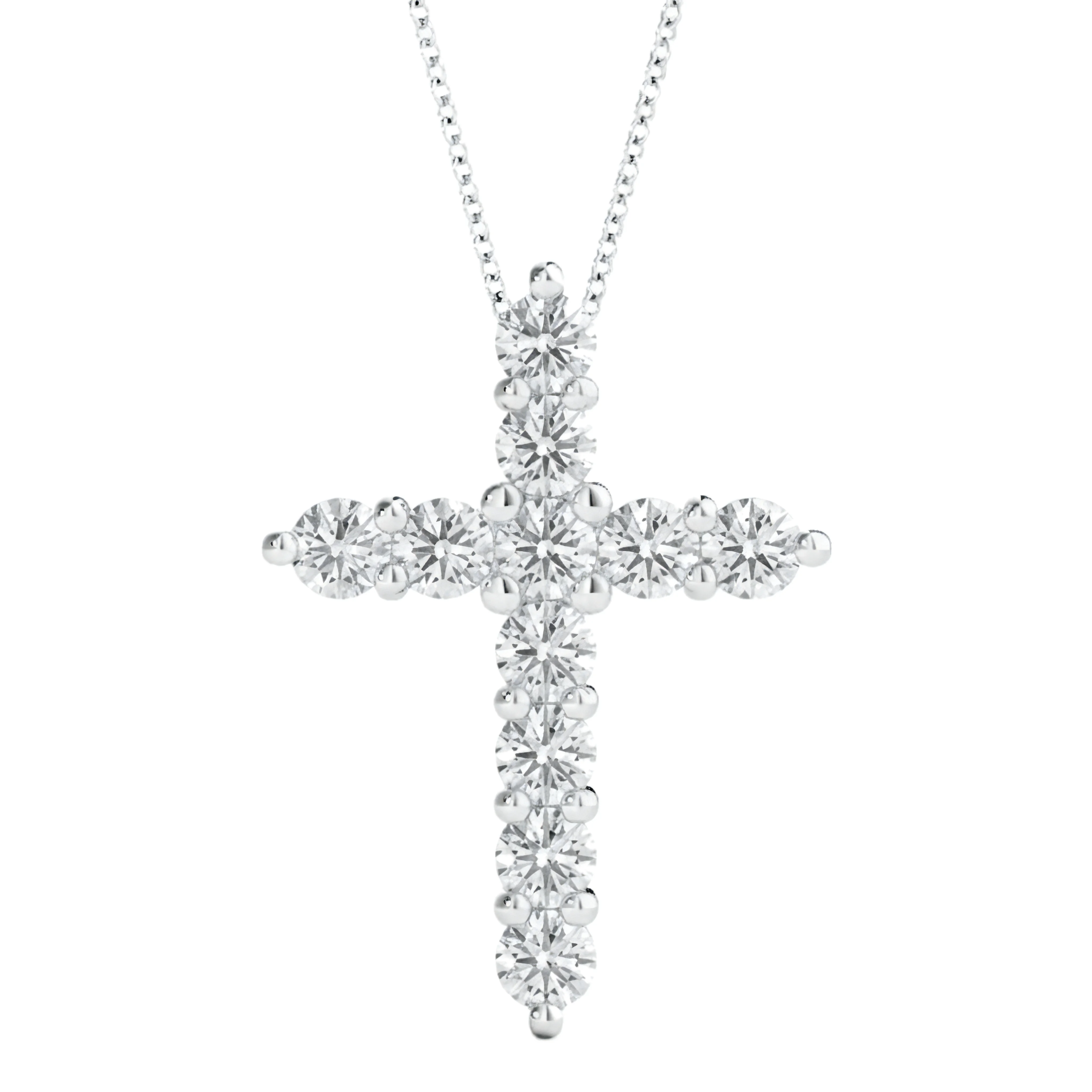 1 Carat Round Lab Grown Diamond Cross Pendant in 14K White Gold