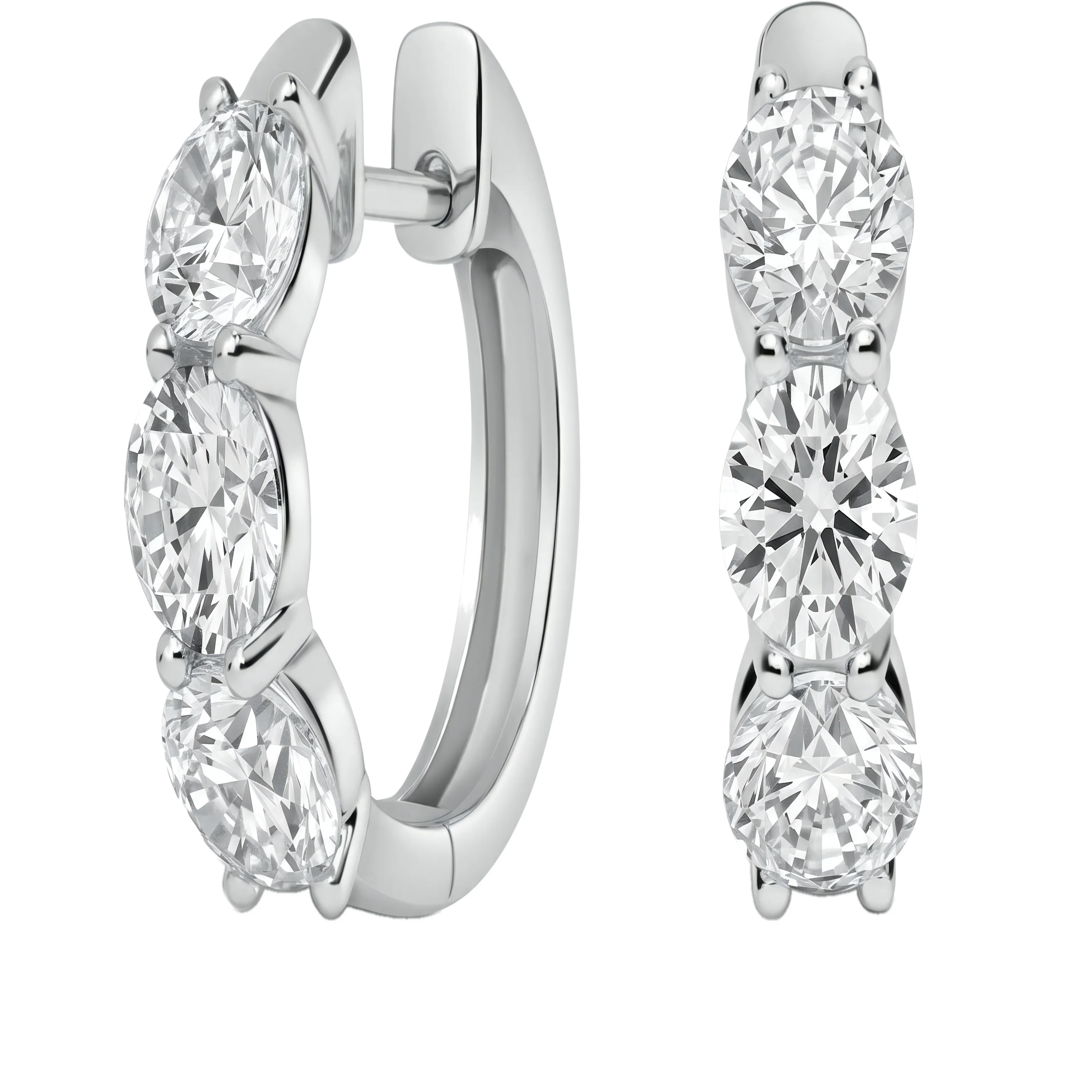 1 Carat Round Lab Grown Diamond Hinge Huggie Earrings in 14K White Gold