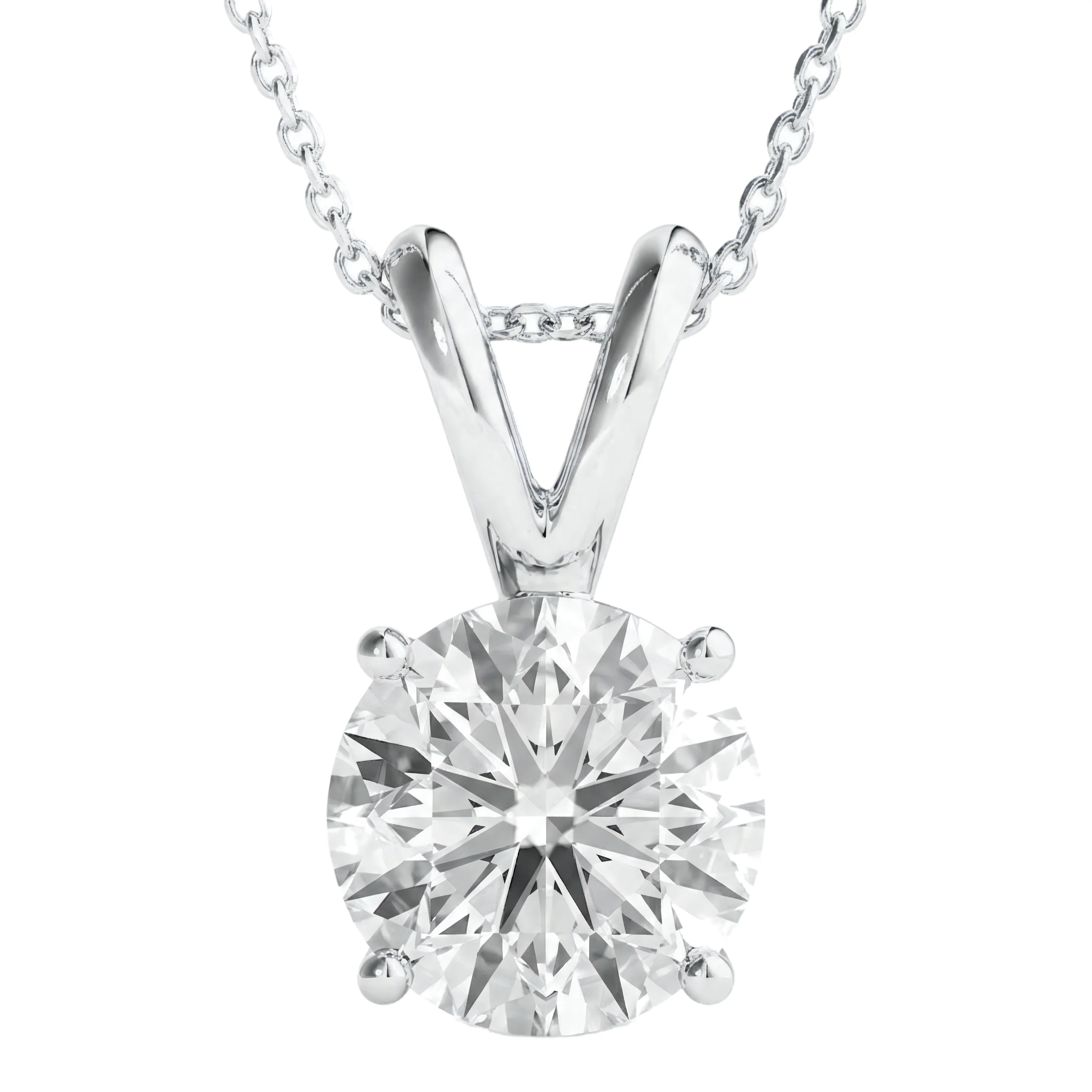 0.5 Carat Round Lab Grown Diamond Solitaire Pendant Necklace in 14K White Gold