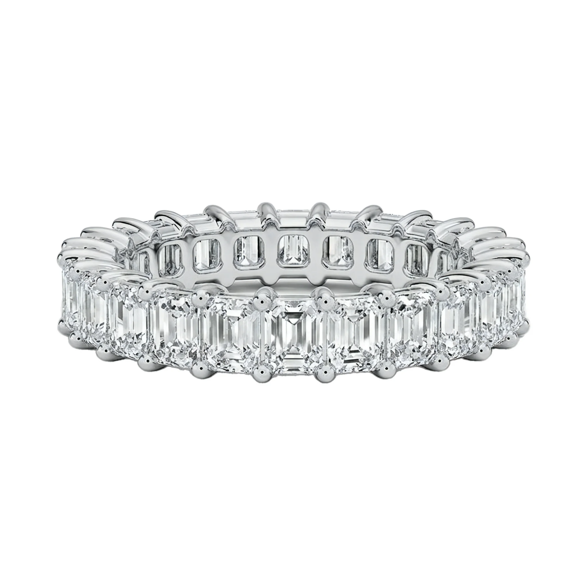 1 Carat Emerald Lab Grown Diamond Eternity Ring in 14K White Gold
