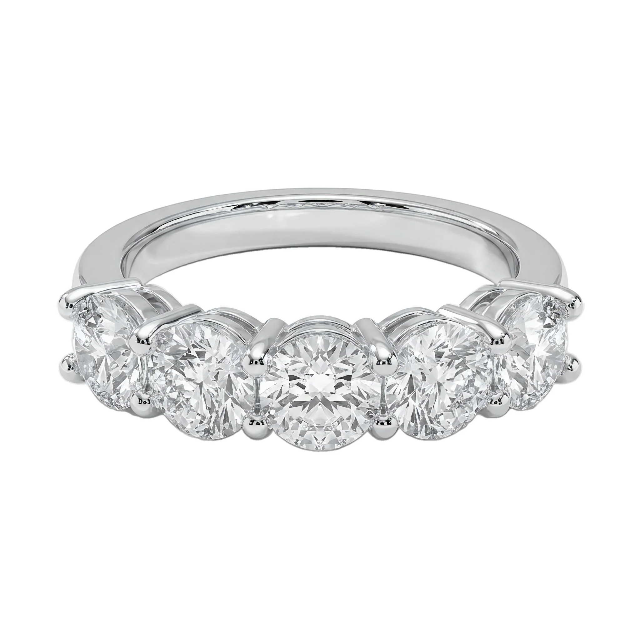 0.5 Carat Round Lab Grown Diamond Five-Stone Anniversary Band in 14K White Gold
