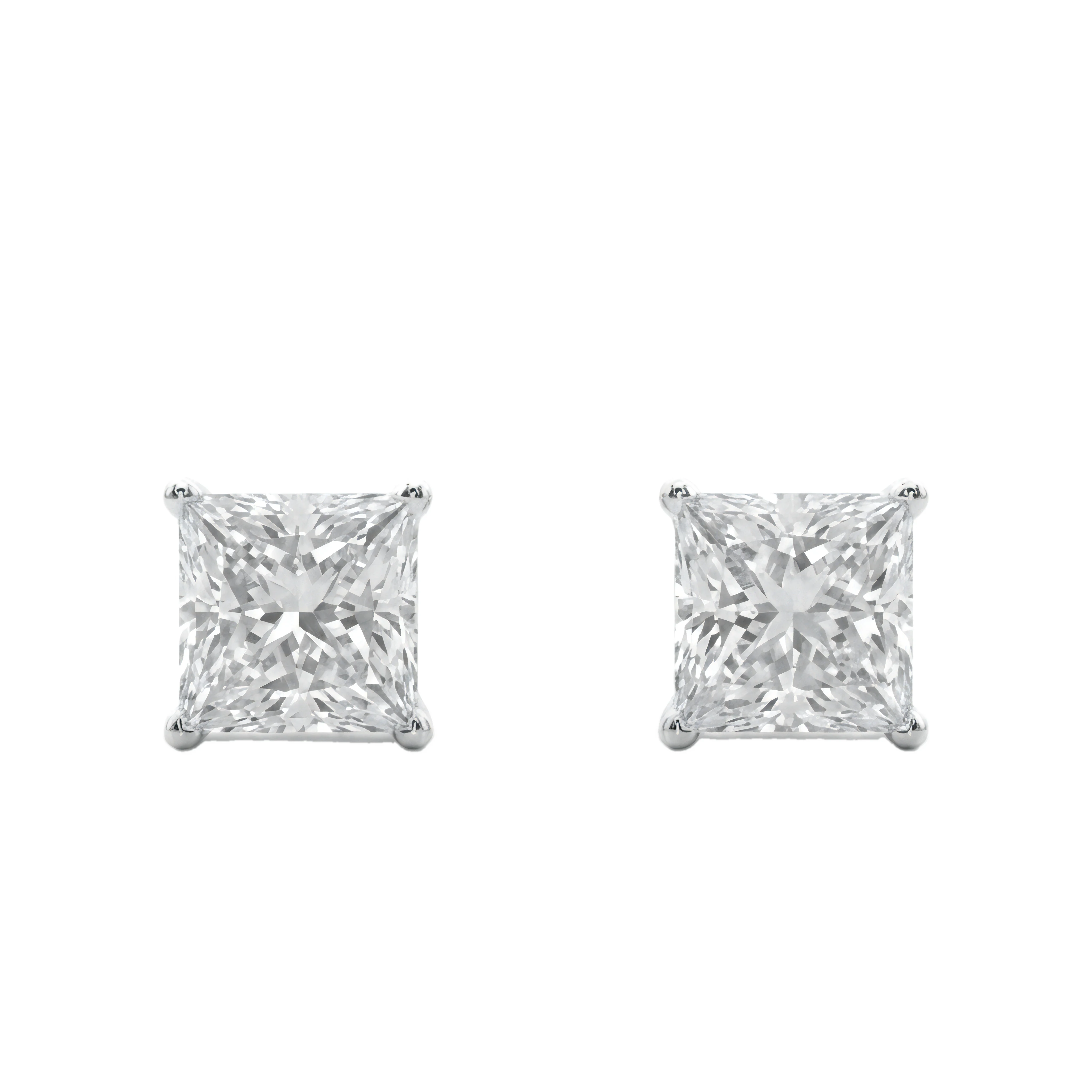 0.33 Carat Princess Lab Grown Diamond Screw-Back Stud Earrings in 14K White Gold