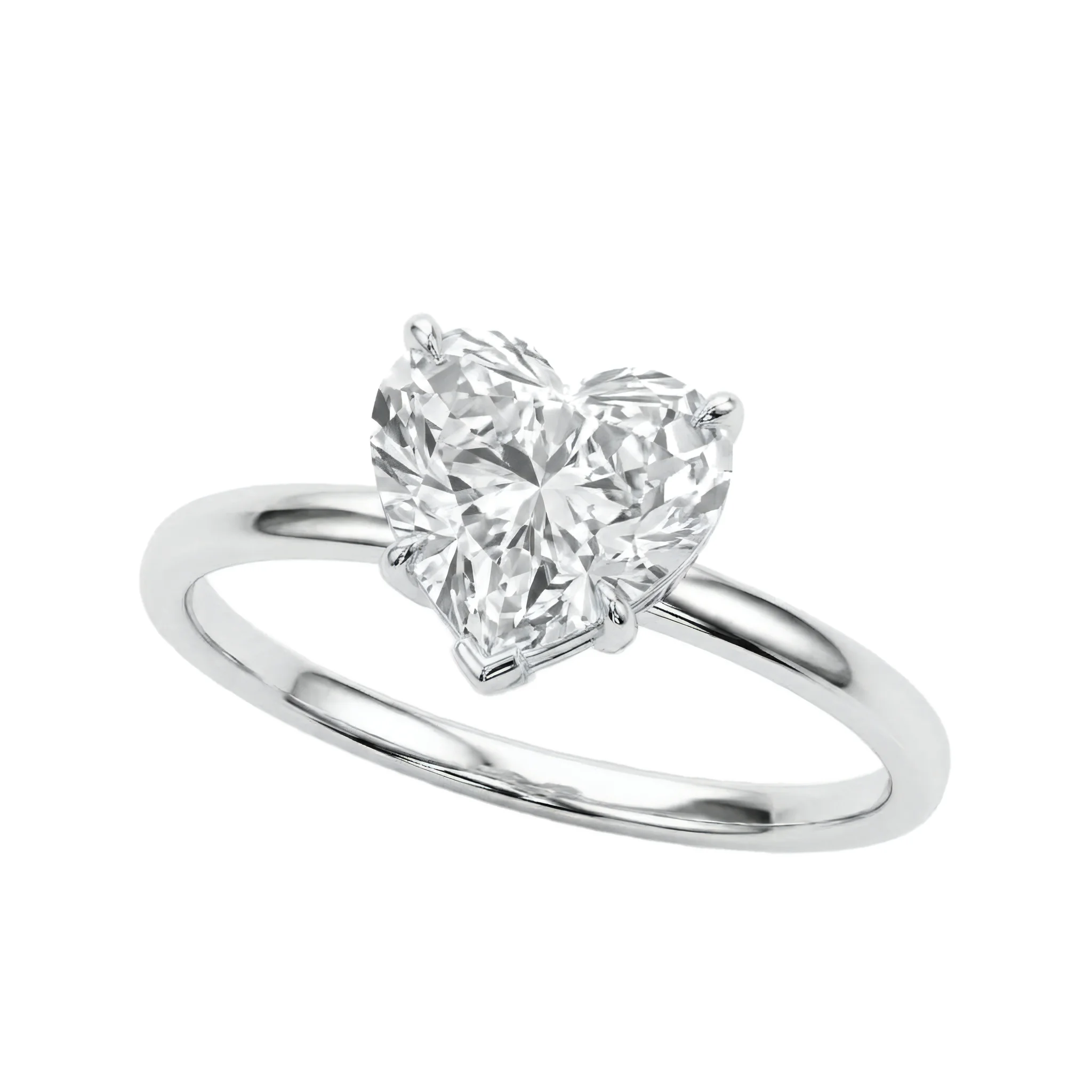 1 Carat Heart Lab Grown Diamond Solitaire Engagement Ring in 14K White Gold