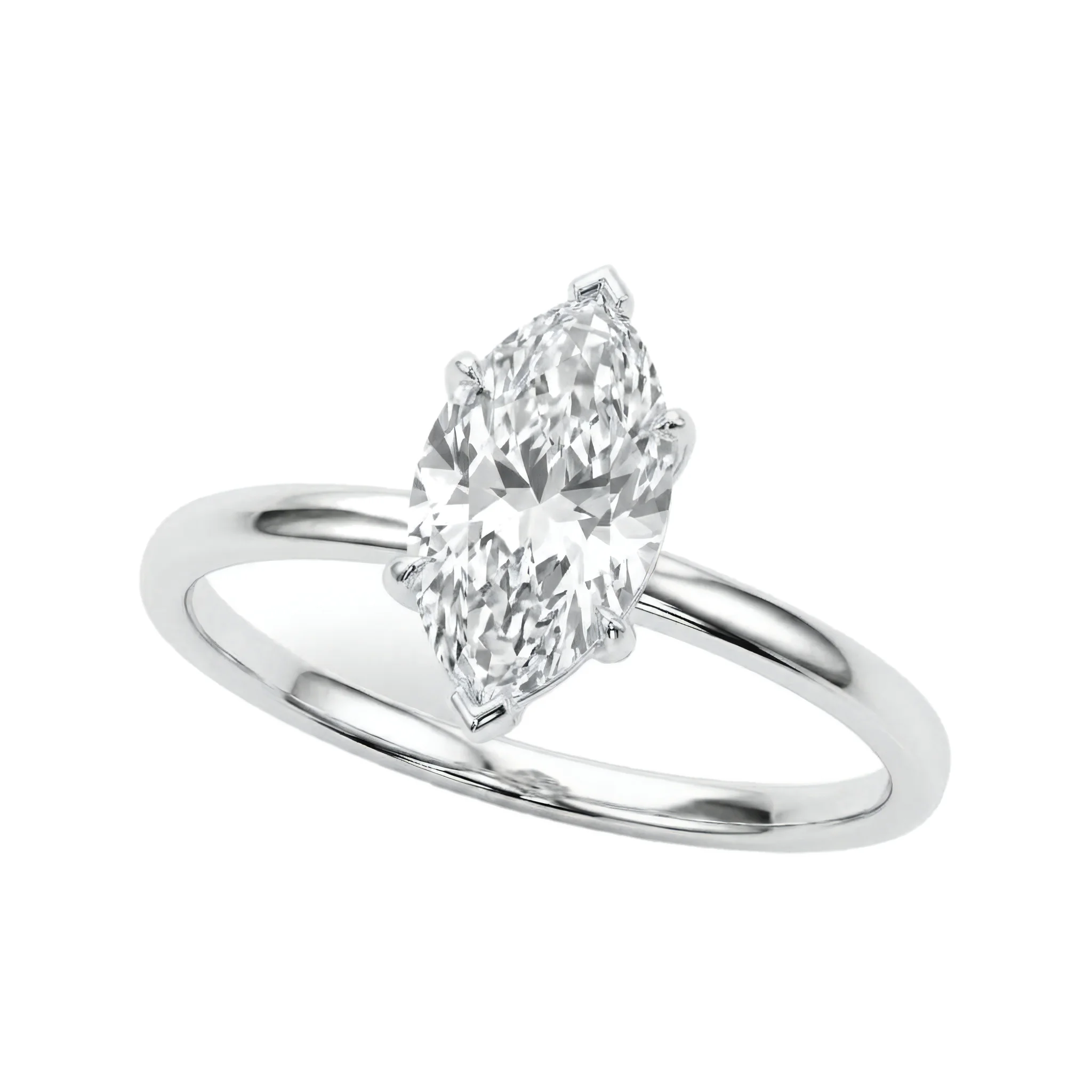 1 Carat Marquise Lab Grown Diamond Solitaire Engagement Ring in 14K White Gold