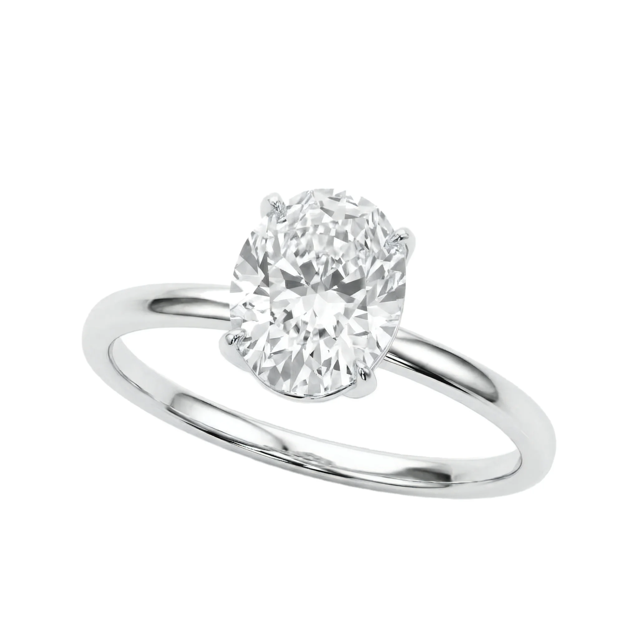 1 Carat Oval Lab Grown Diamond Solitaire Engagement Ring in 14K White Gold