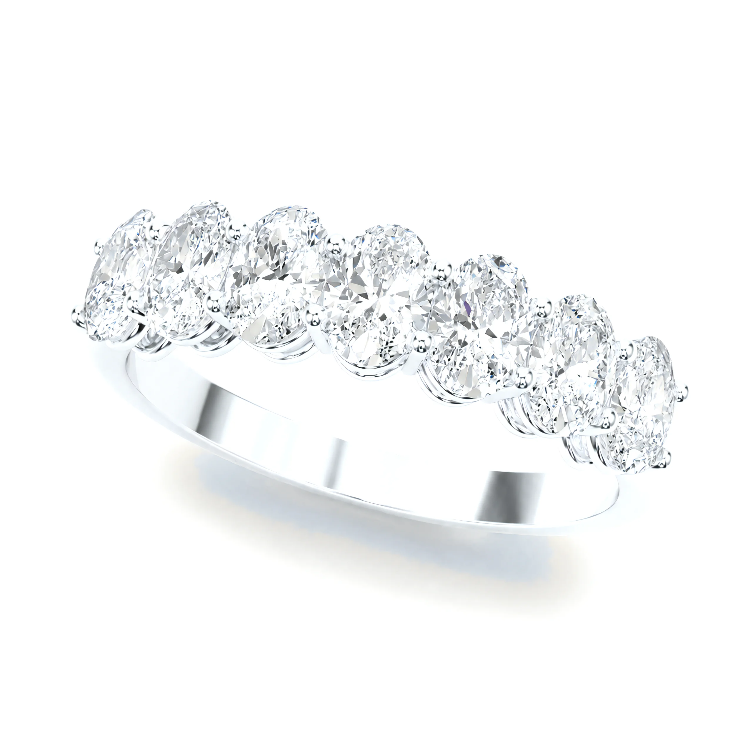 0.5 Carat Oval Lab Grown Diamond Seven-Stone Anniversary Band in 14K White Gold