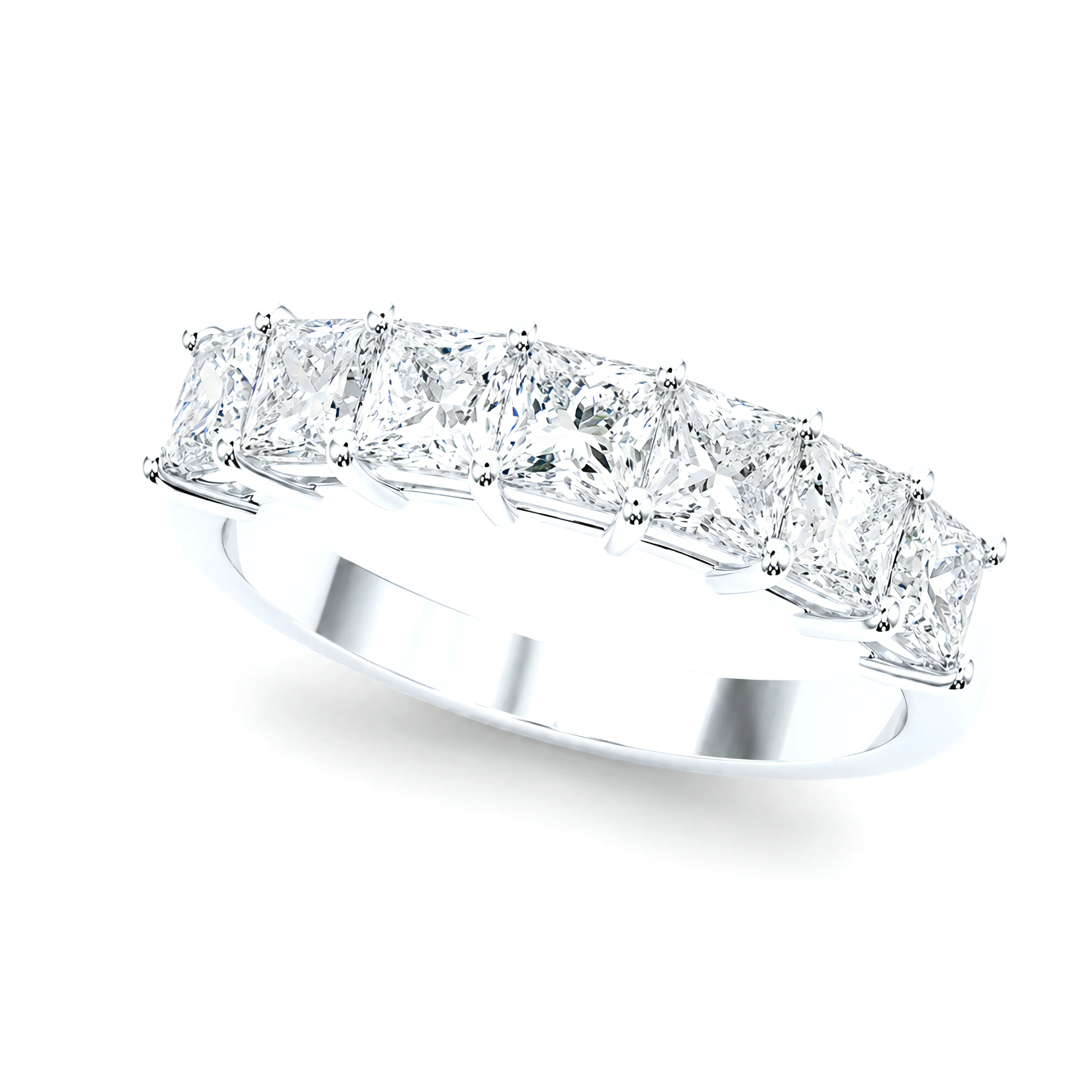 0.5 Carat Princess Lab Grown Diamond Seven-Stone Anniversary Band in 14K White Gold