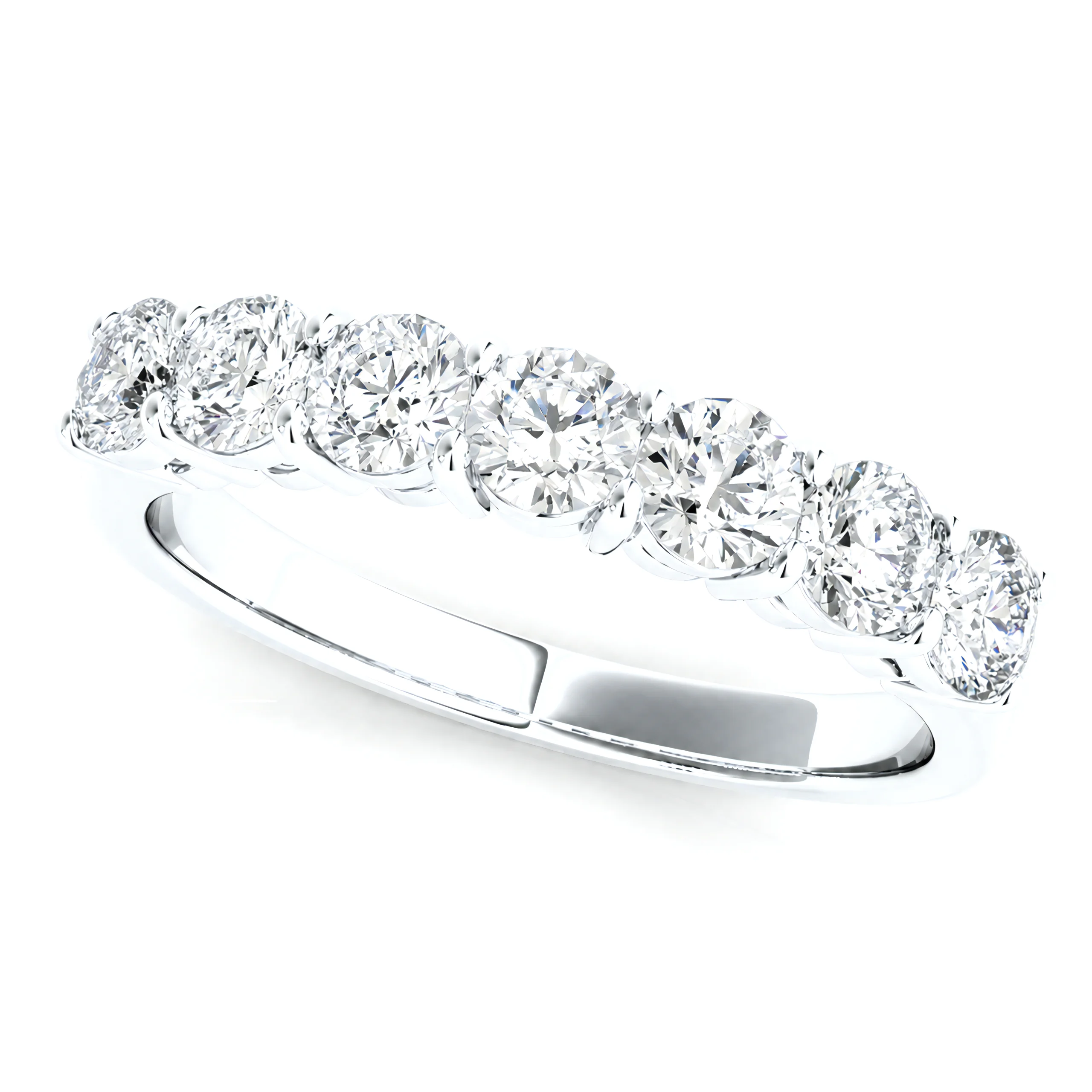 0.5 Carat Round Lab Grown Diamond Seven-Stone Anniversary Band in 14K White Gold